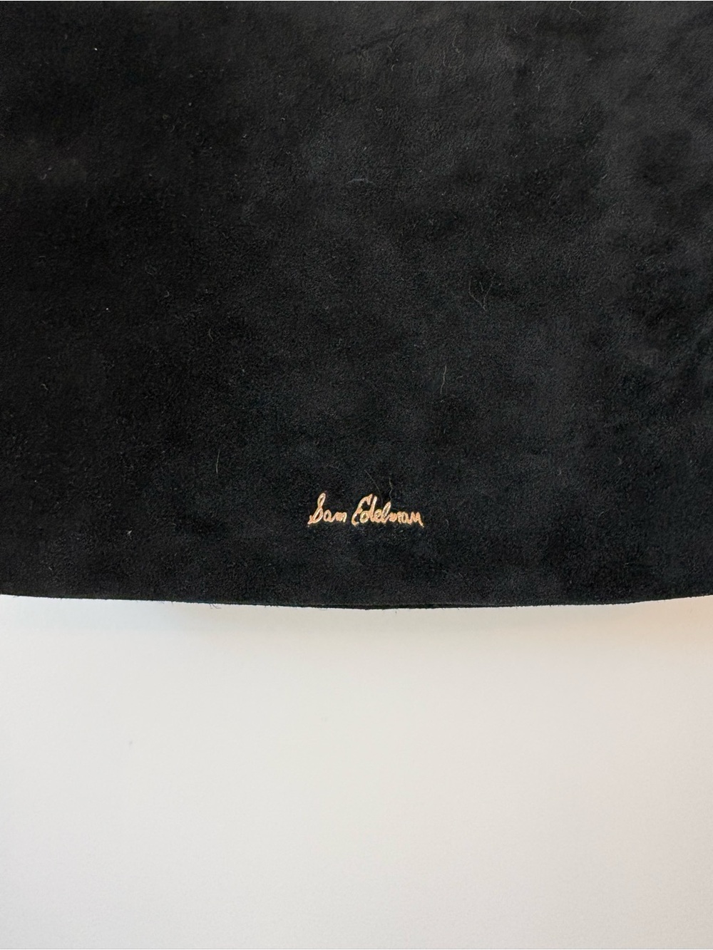 Sam Edelman Black Suede Shoulder Bag Gold Hardware Adjustable Strap - Picture 5 of 11